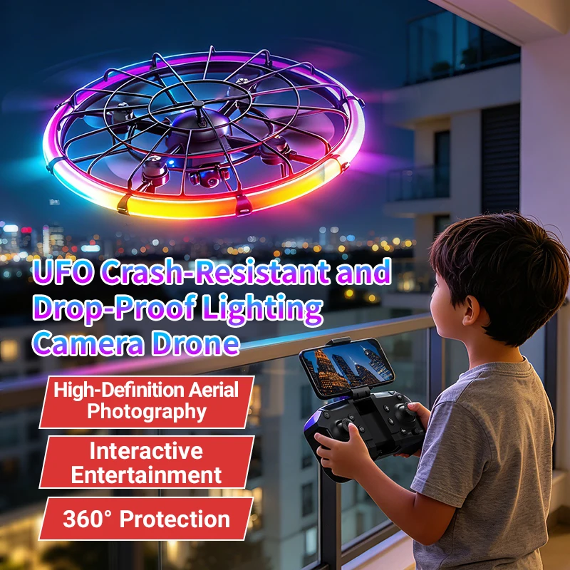 Rc Helicopter Case - JJRC H145 UFO RCドローン、デュアルHDレンズ、RGBフローライト、フルボディプロテクション、空撮クアッドコプター玩具